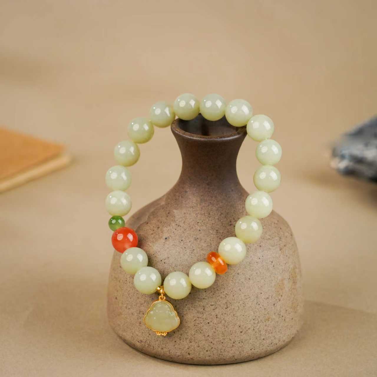 和田玉+玛瑙+琥珀手串+和田玉木盒 ZM13 （多样性发货）