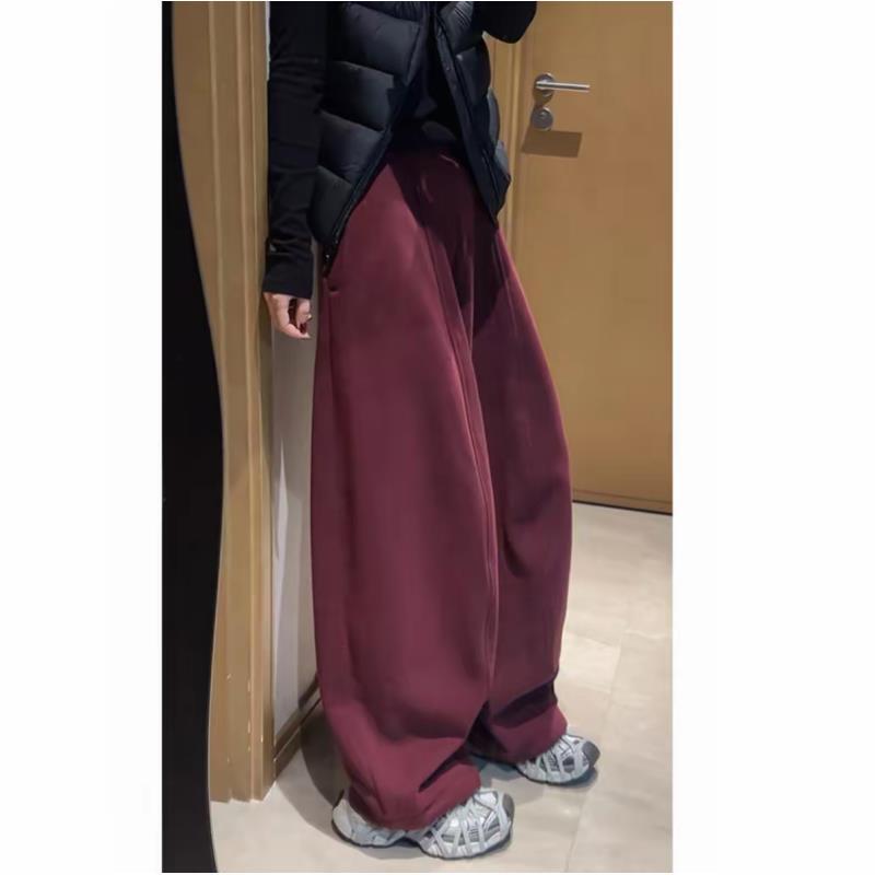 2025欧货新款加厚加绒松紧腰宽松女冬季无廓形弯刀阔腿气球裤女1