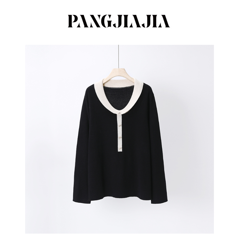 【胖佳佳】鹅蛋脸 小香毛衣冬季气质百搭加厚针织上衣H625Z22118