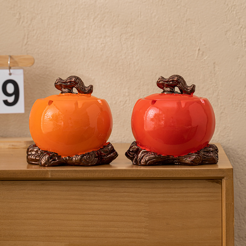 2025新款柿柿如意烟灰缸方形防烟味防飞灰客厅家用潮流档次大号