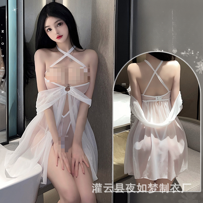 夜如梦品牌跨境冰丝内衣吊带睡裙家居服套装豹纹蕾丝1469（2577）