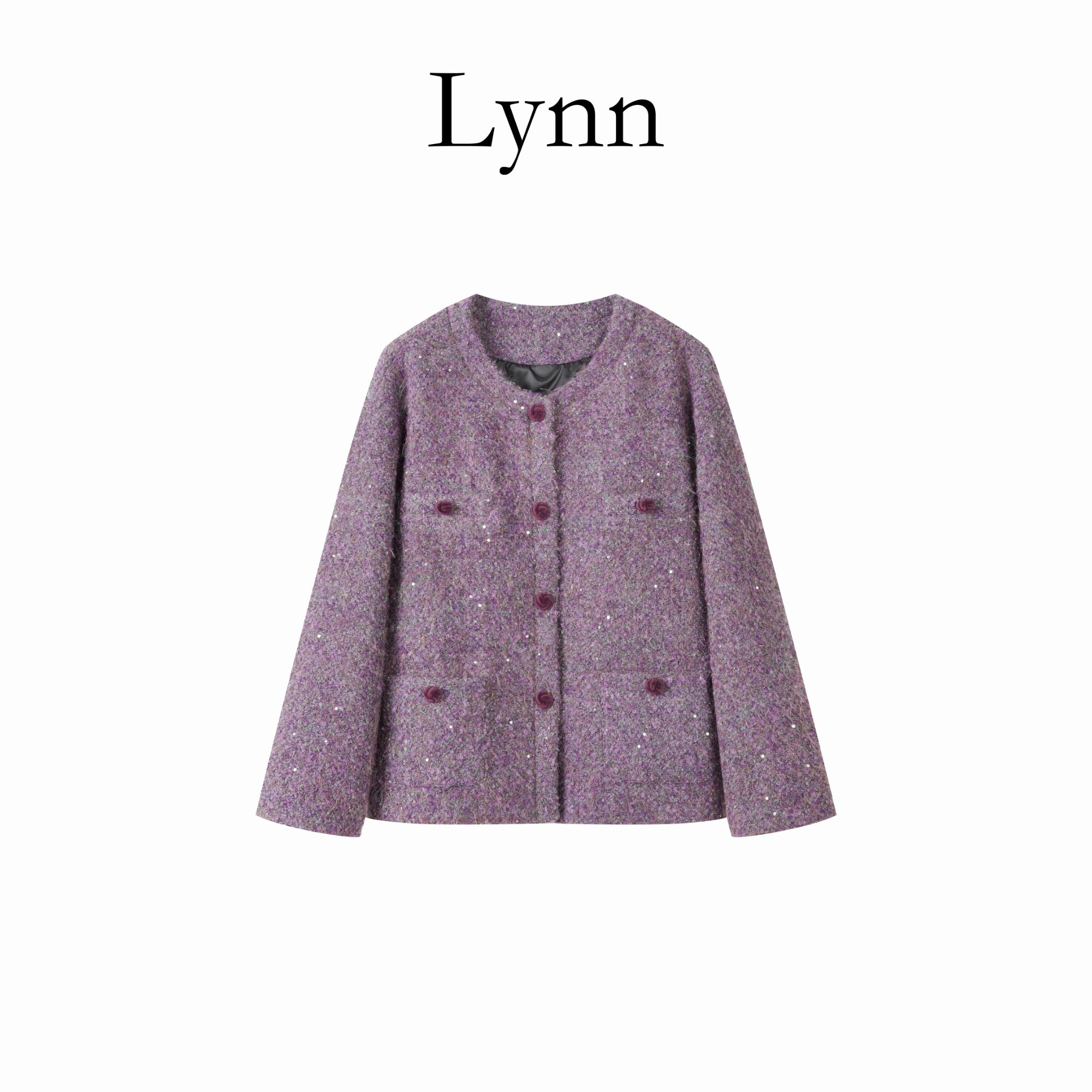 NINGLYNN STUDIO【黛紫】高端法式小香风羽绒服外套上衣  361103