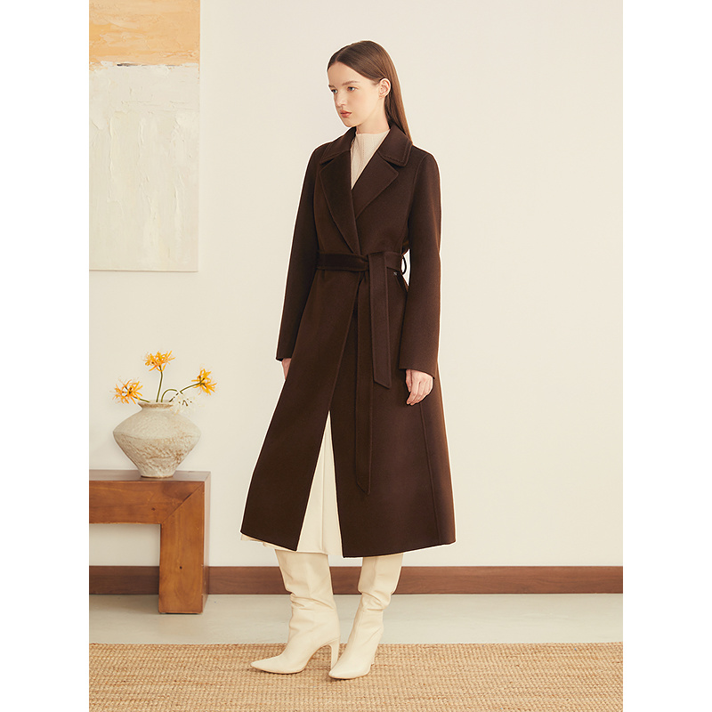 YINER音儿专选2025冬季新款羊毛羊绒混纺双面呢大衣8C65580036