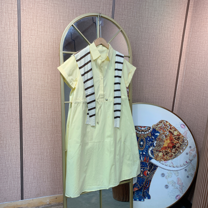 RR070孕妇黄色连衣裙M90-120L130