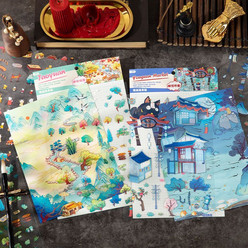 语闲5.0立体造景贴纸 沉浸式手工diy微缩场景恐怖美学解压咕卡贴