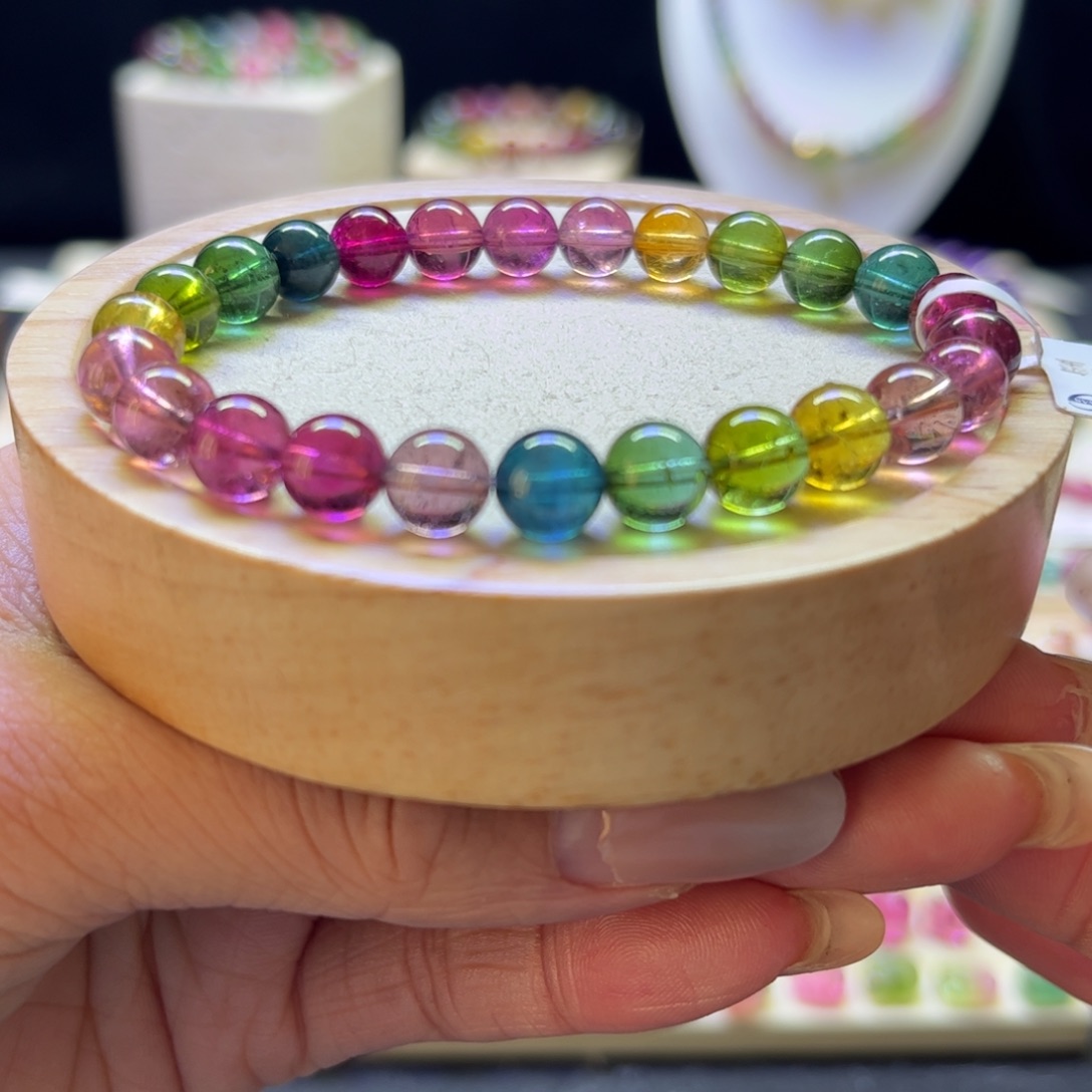 碧玺未镶嵌手链色标7.5mm