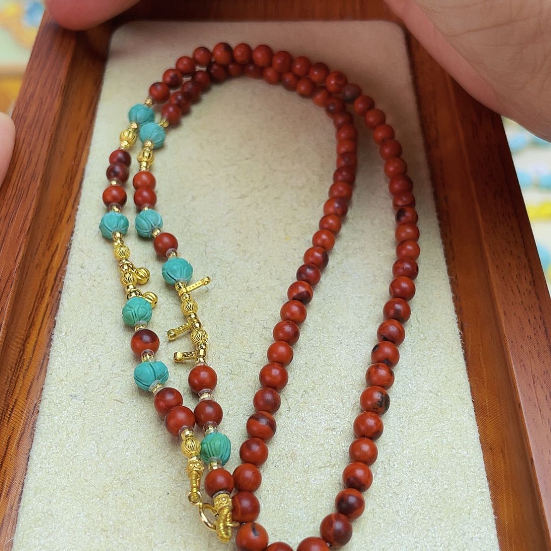 南红玛瑙手链18K金镶嵌