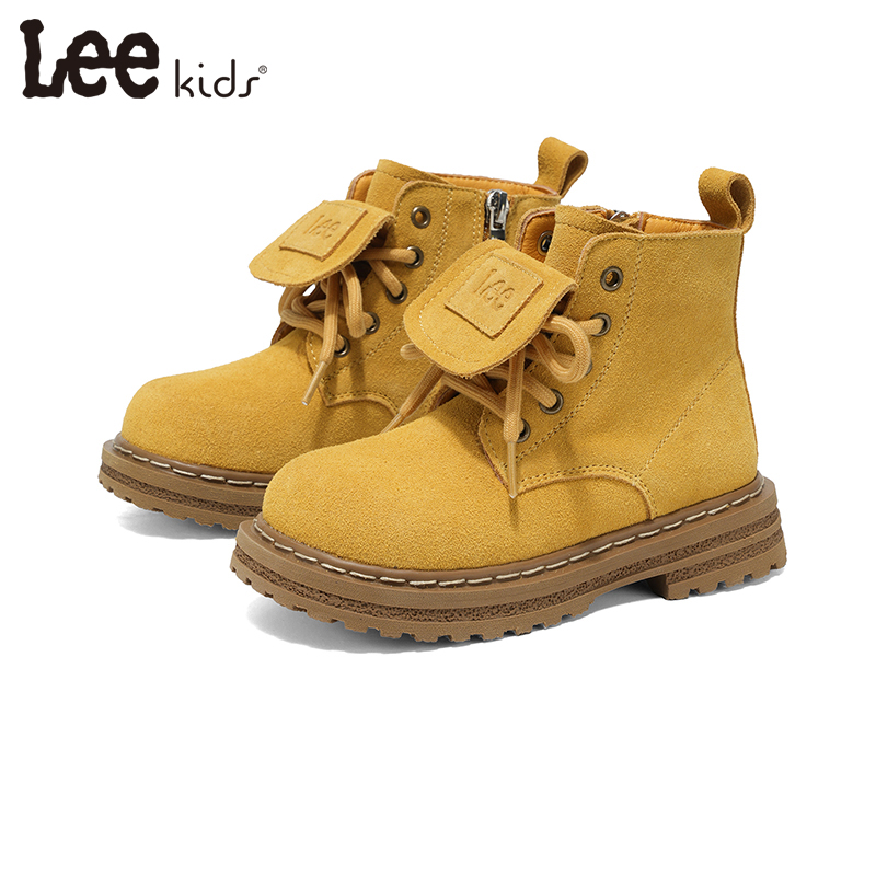 Leekids大黄靴童鞋女童酷酷马丁靴厚底复古户外休闲鞋中筒男童鞋