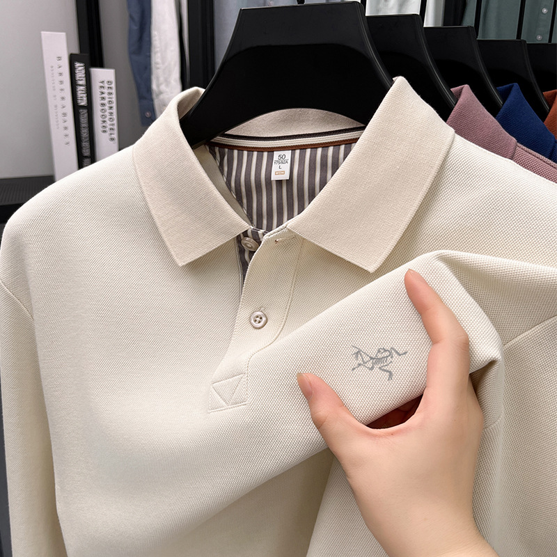 【奥莱折扣】2025秋冬新款男士POLO衫商务休闲翻领长袖T恤男装