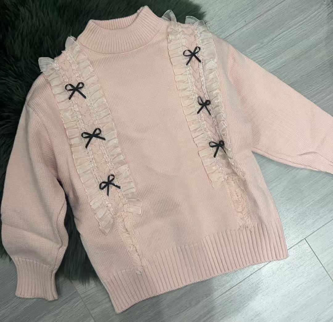 女童毛衣冬装女孩打底衫粉色