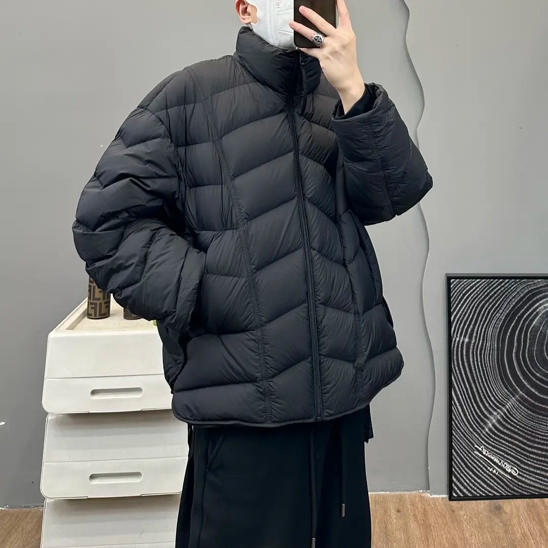 【排骨纹90国标~巨保暖】立领羽绒服男士冬季潮流宽松设计款外套