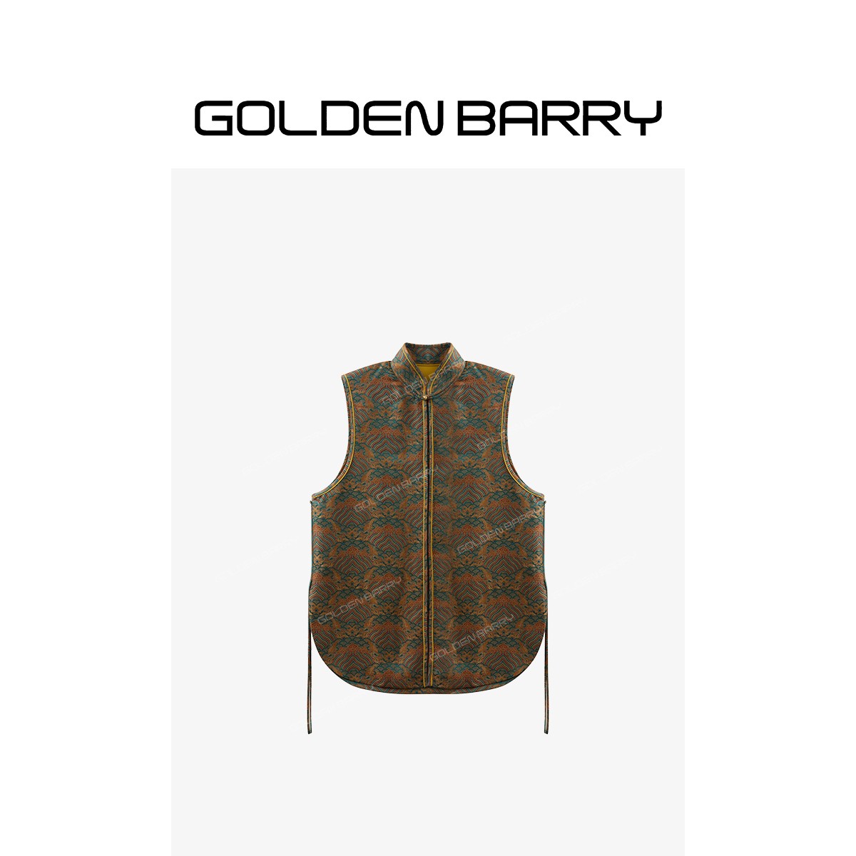 GOLDENBARRY“浪叠金鳞”织锦缎香云纱新中式马甲2026123184