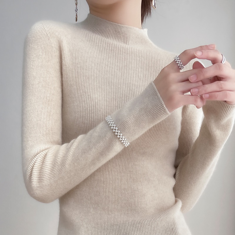 秋冬款修身高弹半高领纯山羊绒衫内搭打底衫