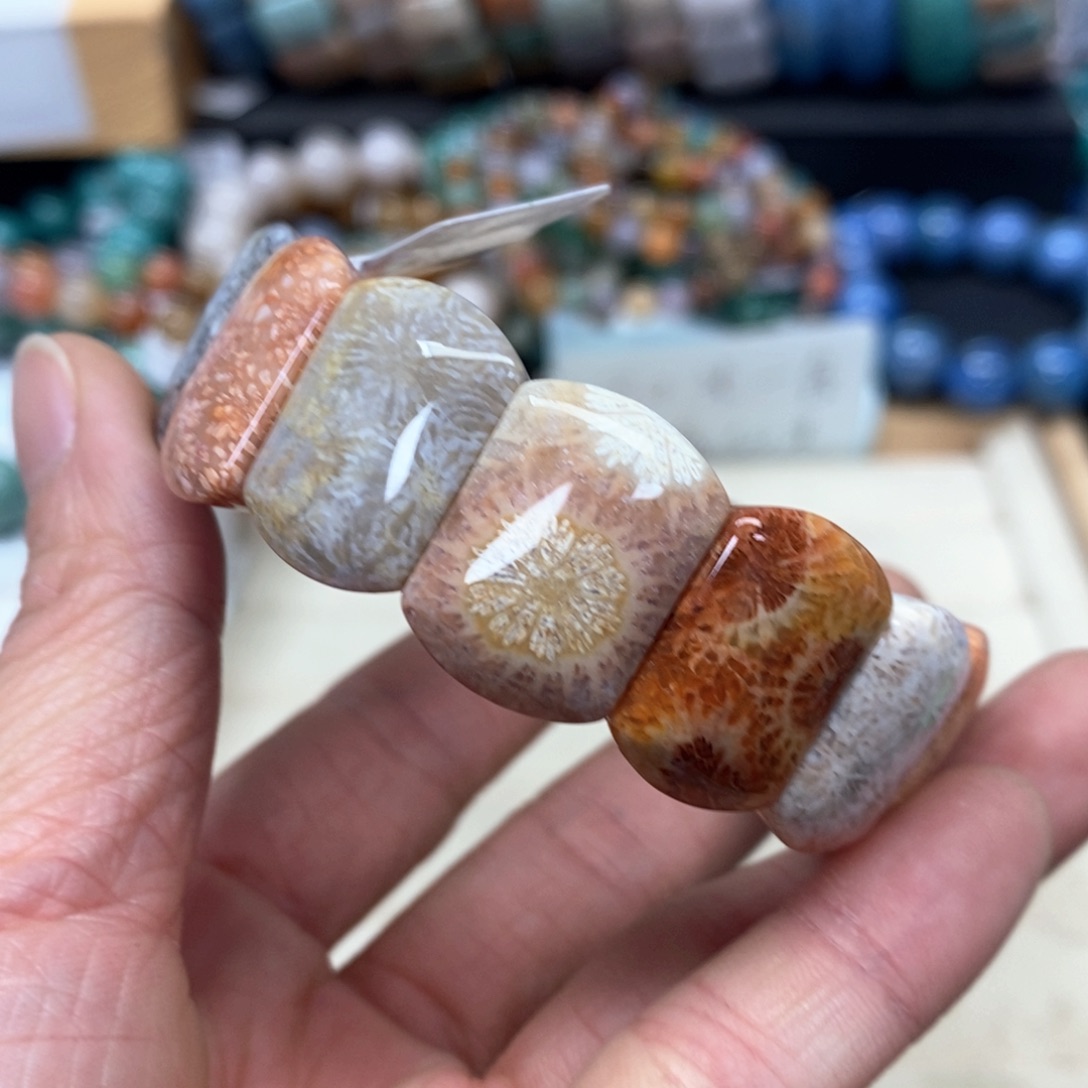 硅化珊瑚（珊瑚玉）手链未镶嵌465