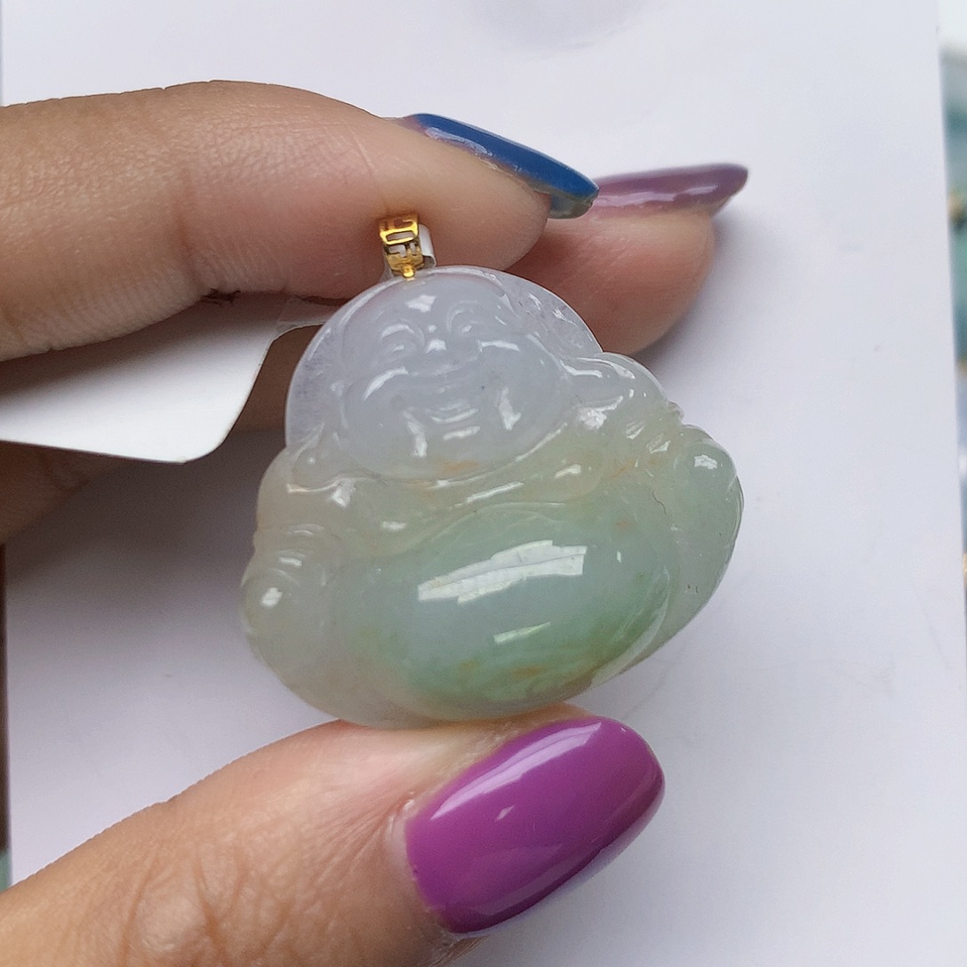 翡翠18K金镶嵌颈饰天然缅料