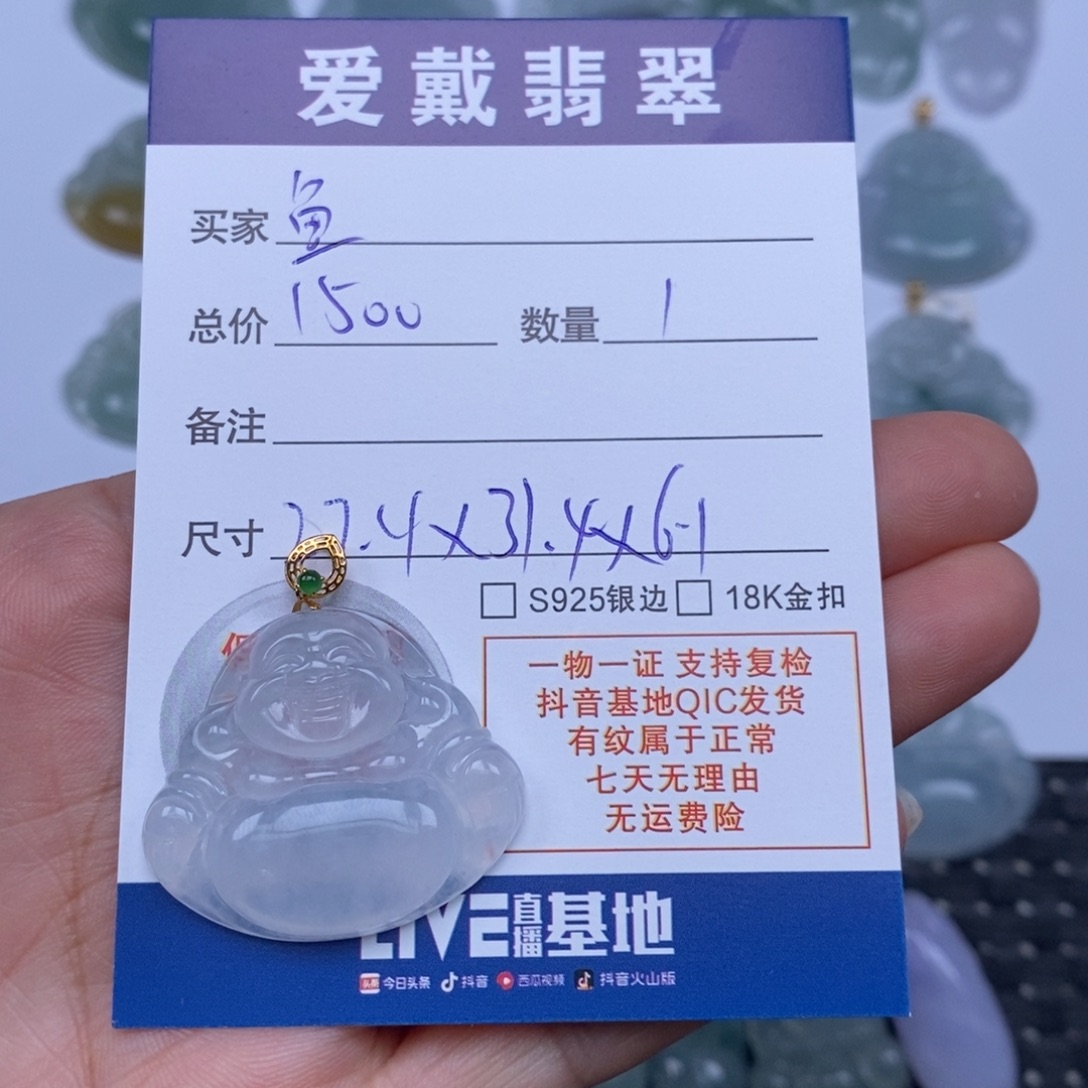 鱼***冰翡翠未镶嵌颈饰天然翡翠