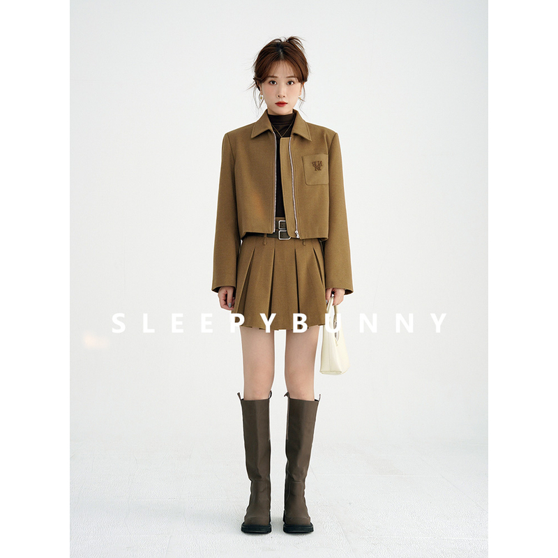 I瞌睡兔【清苍】百褶 呢子半身裙女冬遮肉显瘦高腰裙子19373/19761