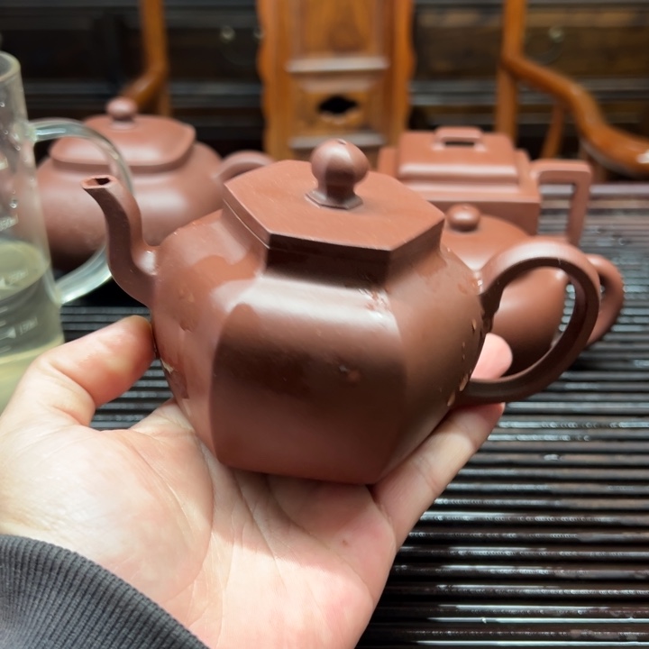 紫砂茶壶六方平盖230cc