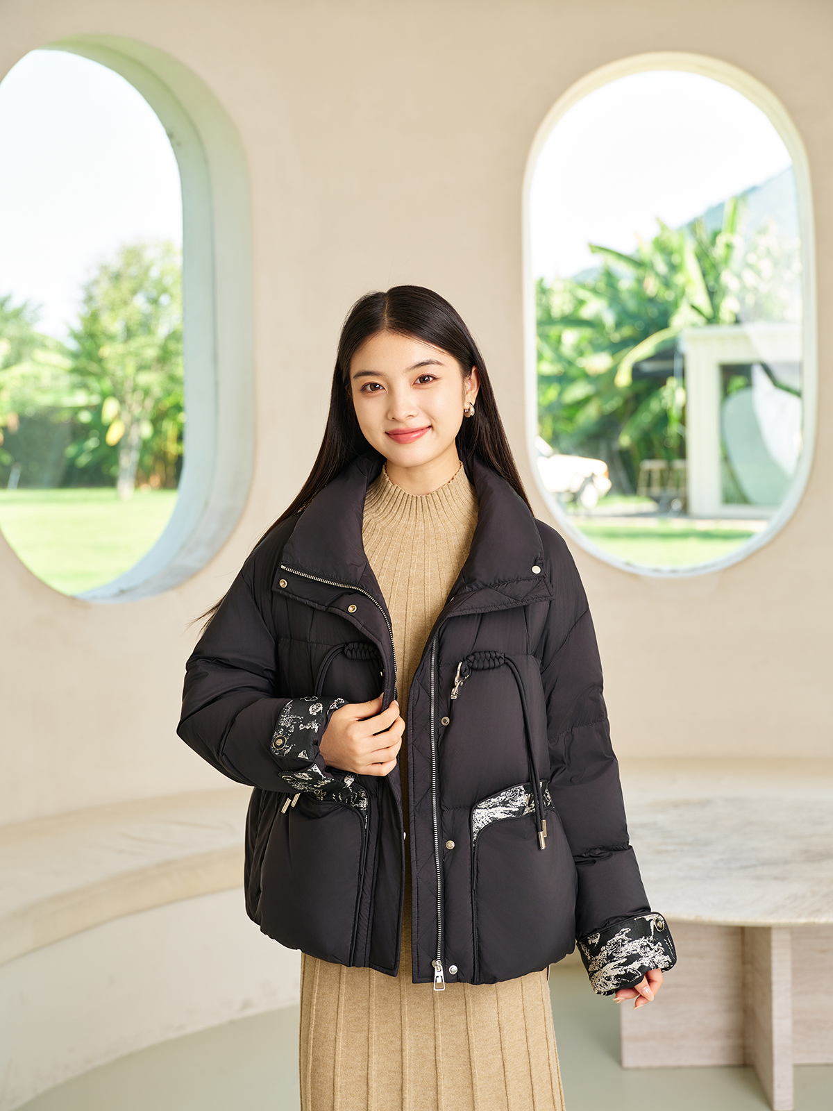 圣捷罗新国风盘扣短款羽绒服E081