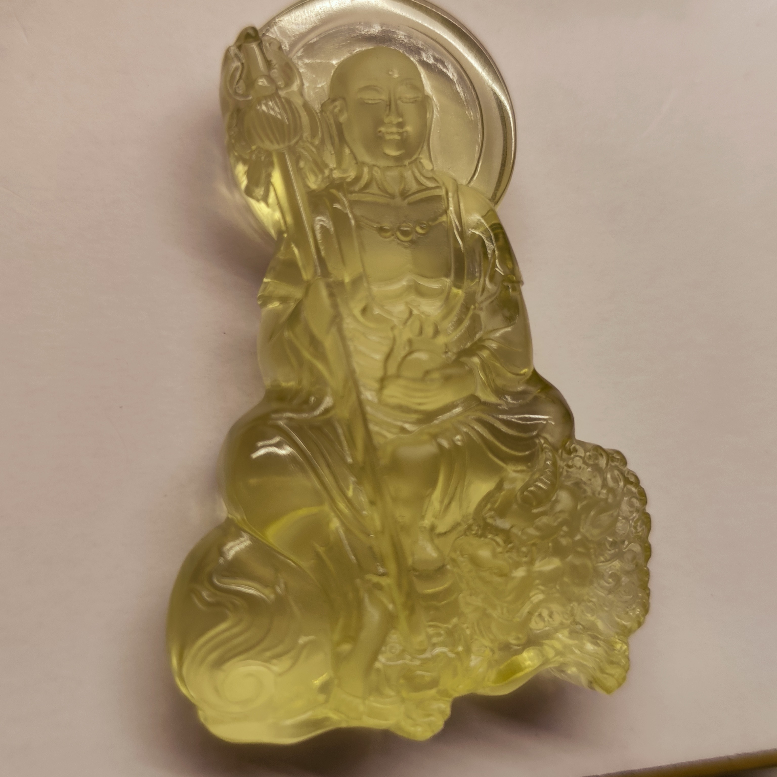 天然黄水晶地藏王菩萨吊坠，晶体通透，尺寸66*43.5*12mm,43.2克