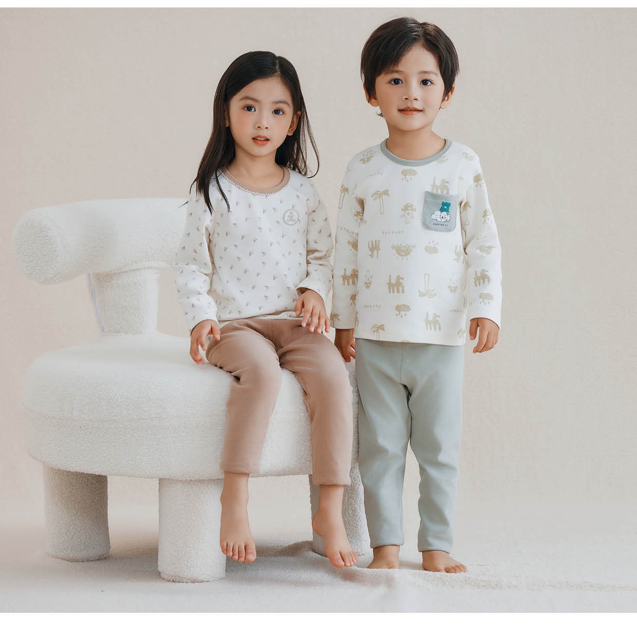 瑁瑁拉拉女童男宝秋衣秋裤套装