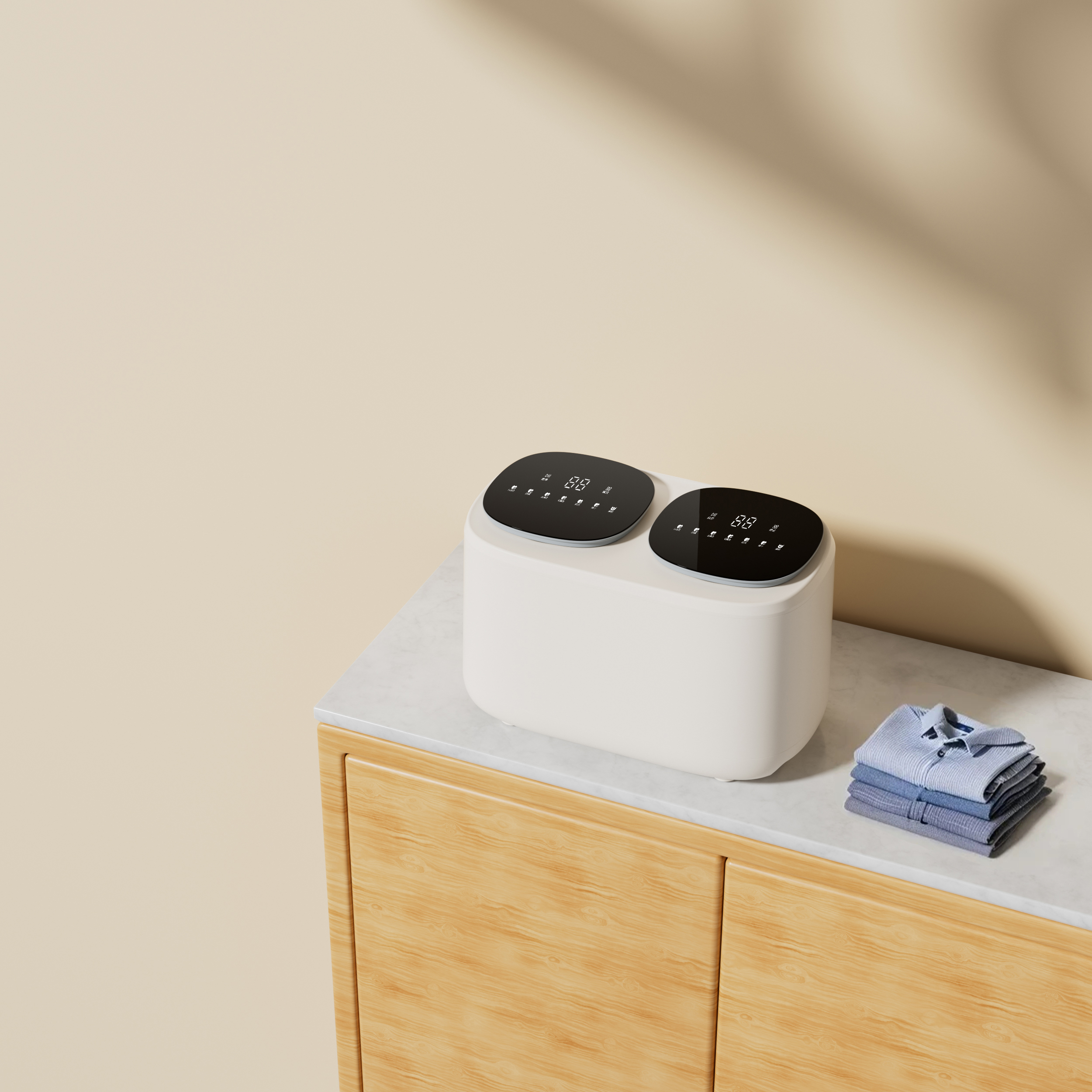 万家能双舱全自动双筒内衣洗衣机高温洗脱烘一体内裤专用洗袜子机