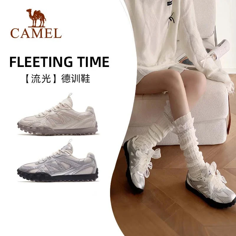 骆驼流光款运动鞋女鞋防滑休闲板鞋复古德训鞋K25B097006【CYM】