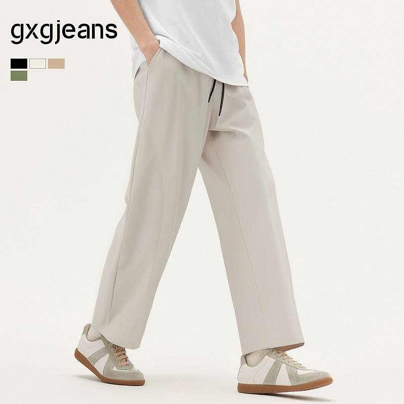 gxg.jeans男装 多色格纹肌理简约宽松直筒休闲长裤男裤 25夏新品