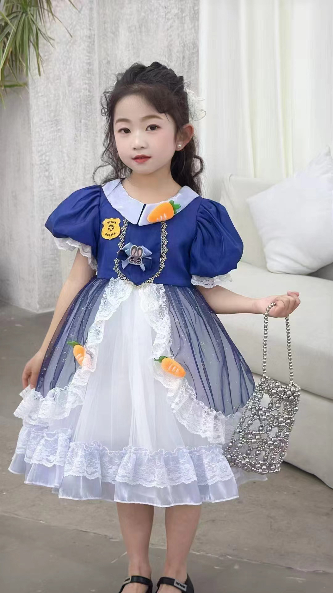 朱迪兔子警官洛丽塔公主裙夏季2025款洋气女孩儿童生日礼服连衣裙