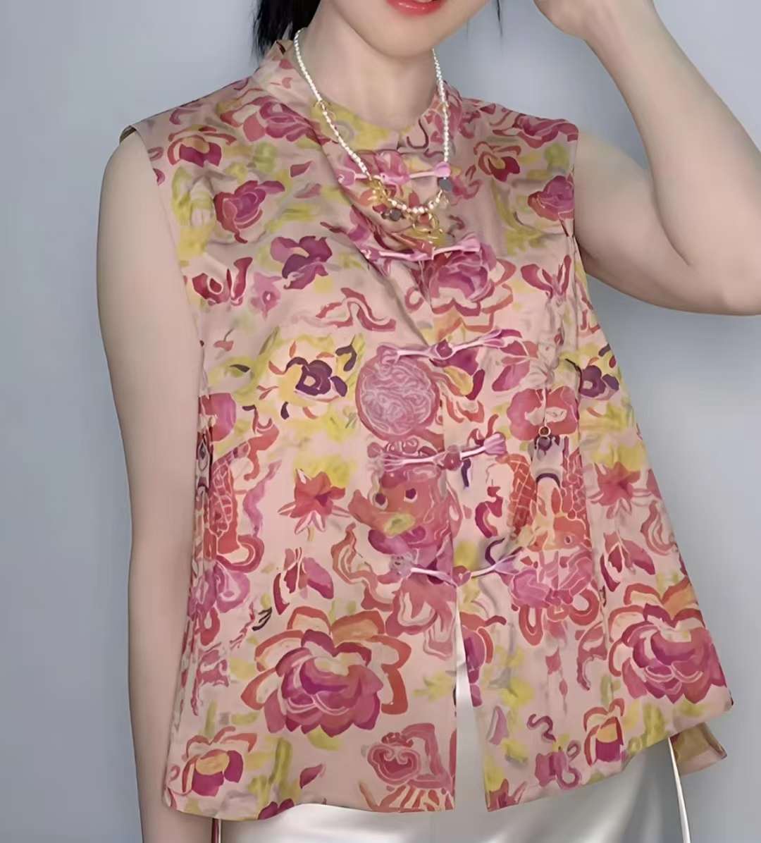 【如鱼得水】马甲百搭夏季提花圆领马夹无袖提花气质时尚上衣225