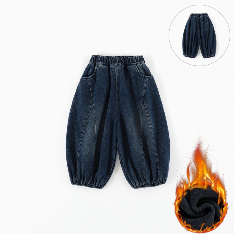 【加绒】儿童牛仔裤冬季新款男童长裤韩版拼接保暖束脚裤子CK378