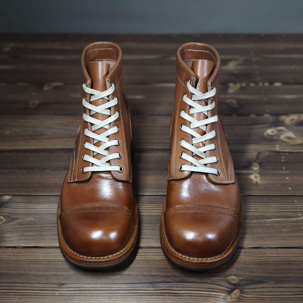 RDY01-美产植鞣牛皮足弓支撑手缝沿条固特异复古手工擦色做旧