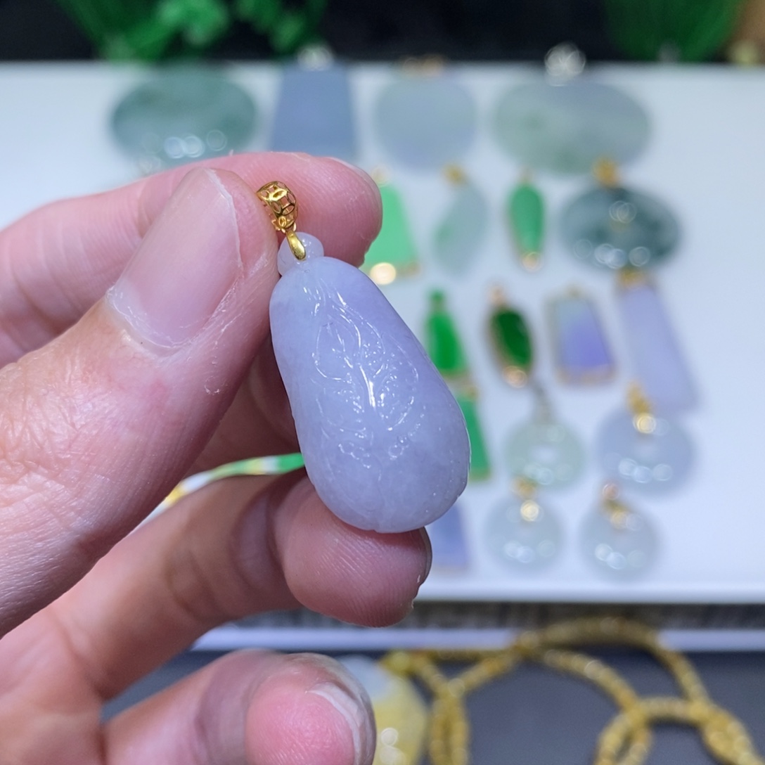 翡翠18K金镶嵌吊坠(不含链)