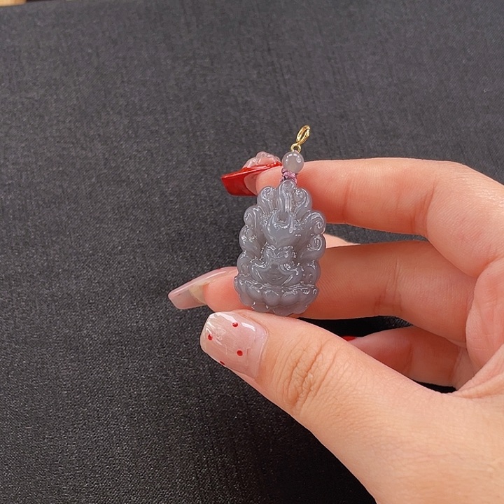 和田玉吊坠(不含链)18K金镶嵌