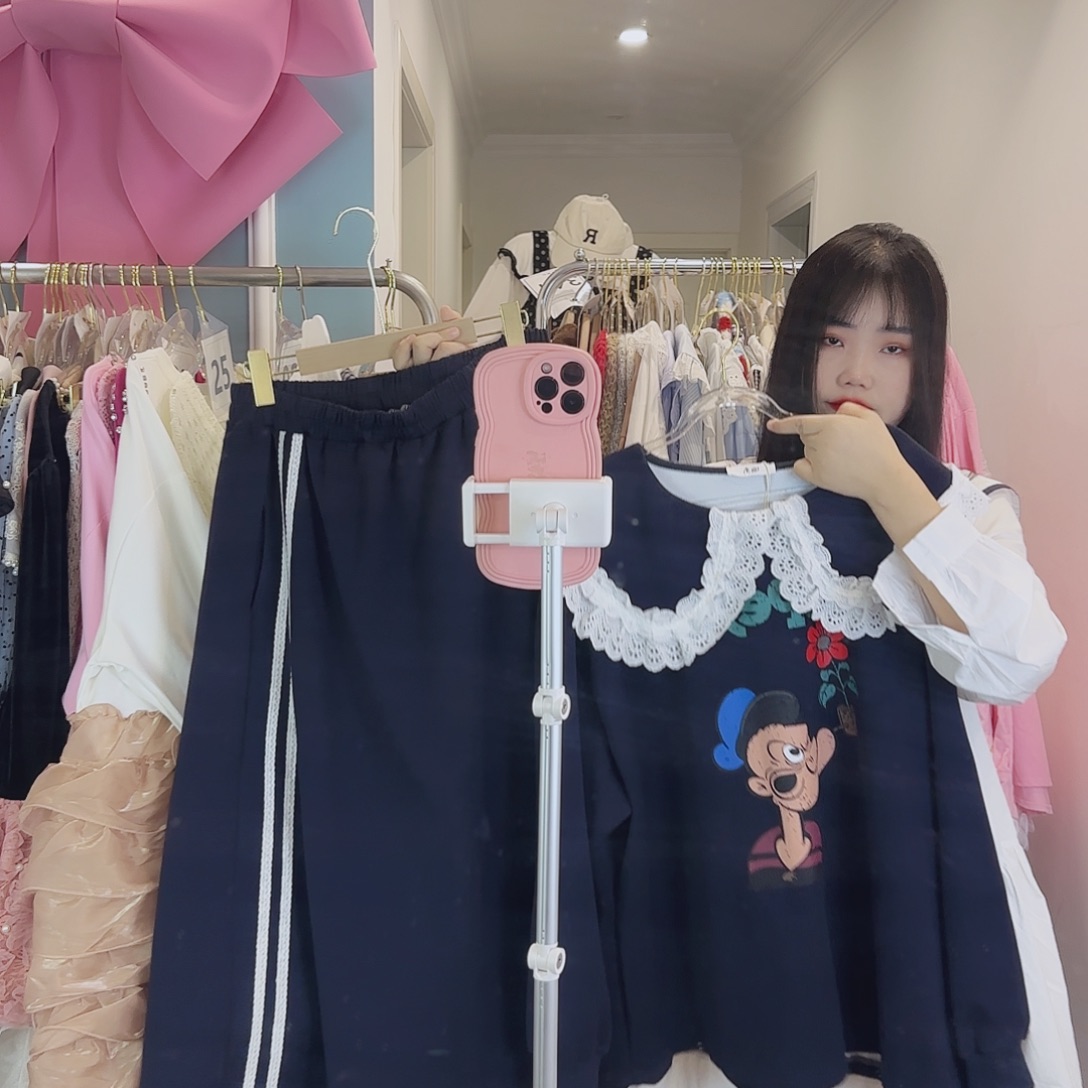 藏蓝色娃娃领卫衣套装裙L