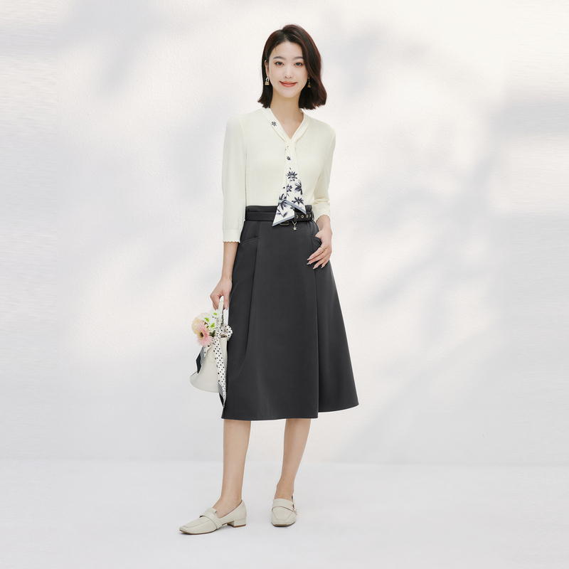 【CC专属】珂思V领针织衫女上衣飘带EZ02030V1/EZ02044E1