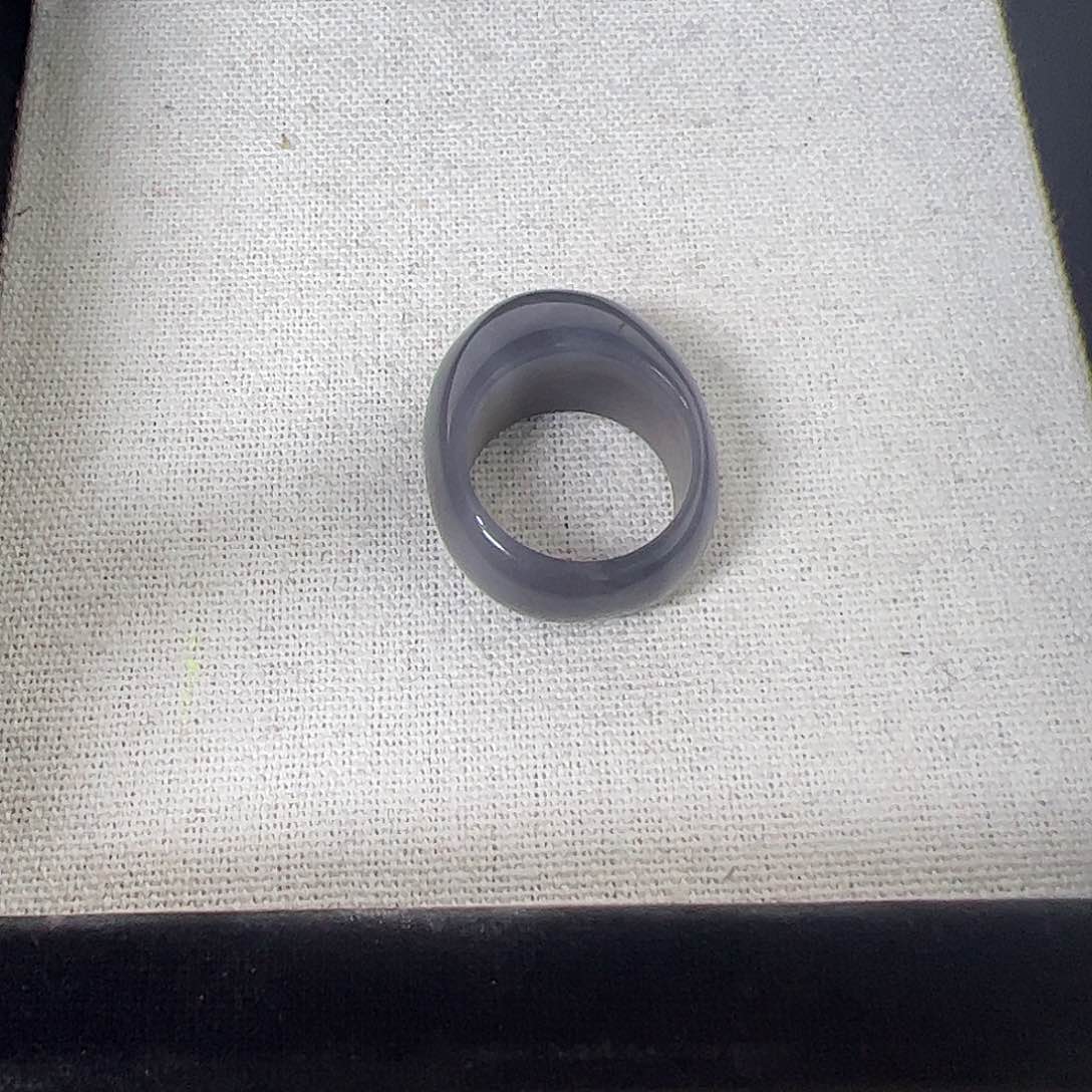 和田玉戒指未镶嵌14号楹花紫馒头