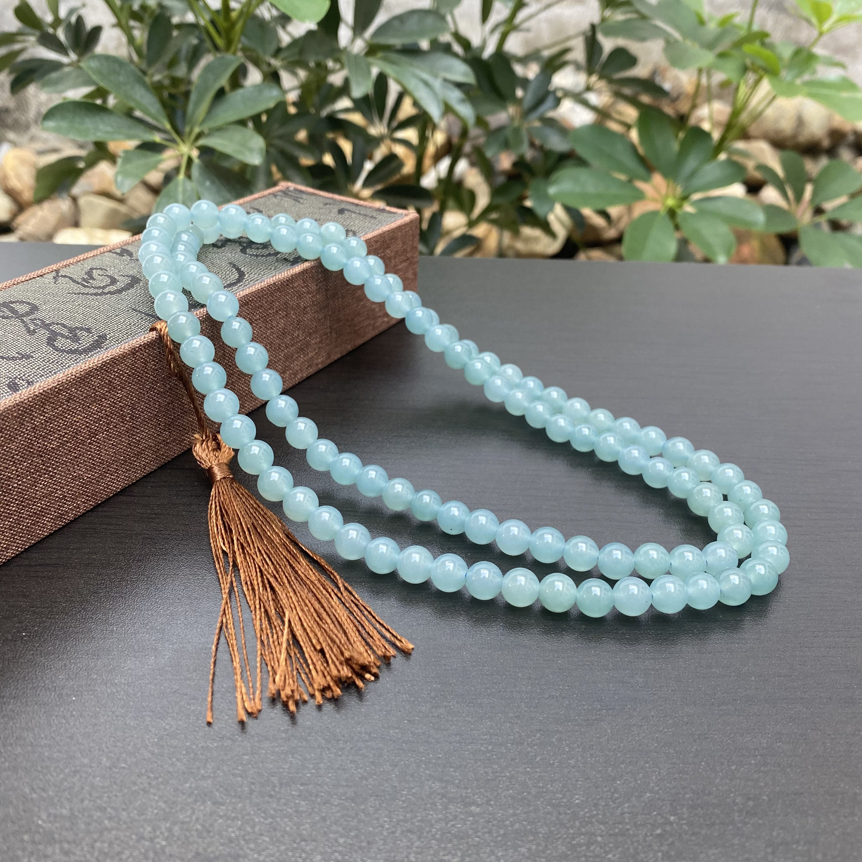 A906且沫蓝国风8mm多圈108项链