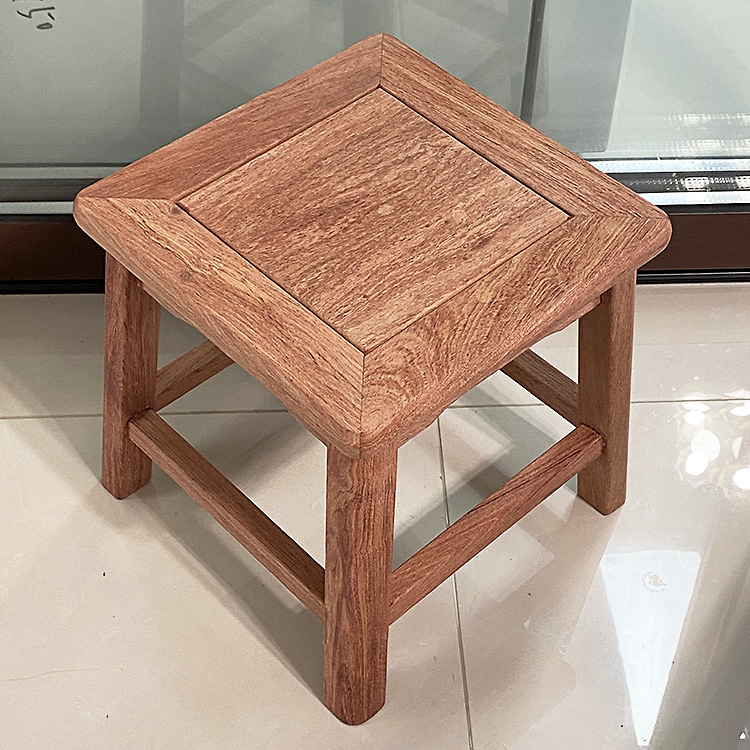 无漆赞比亚花梨木小巴花小方凳榫卯家用凳换鞋凳白胚发货不送蜂蜡