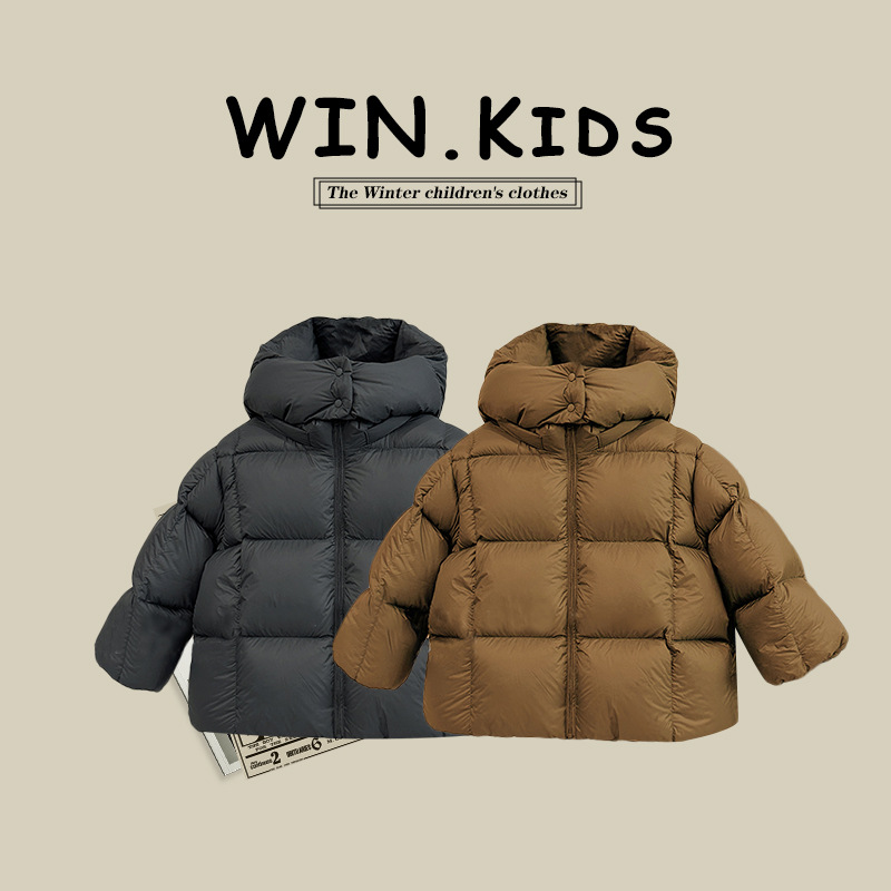儿童羽绒服2025冬季新款白鸭绒韩版加厚中小童羽绒连帽防风外套潮