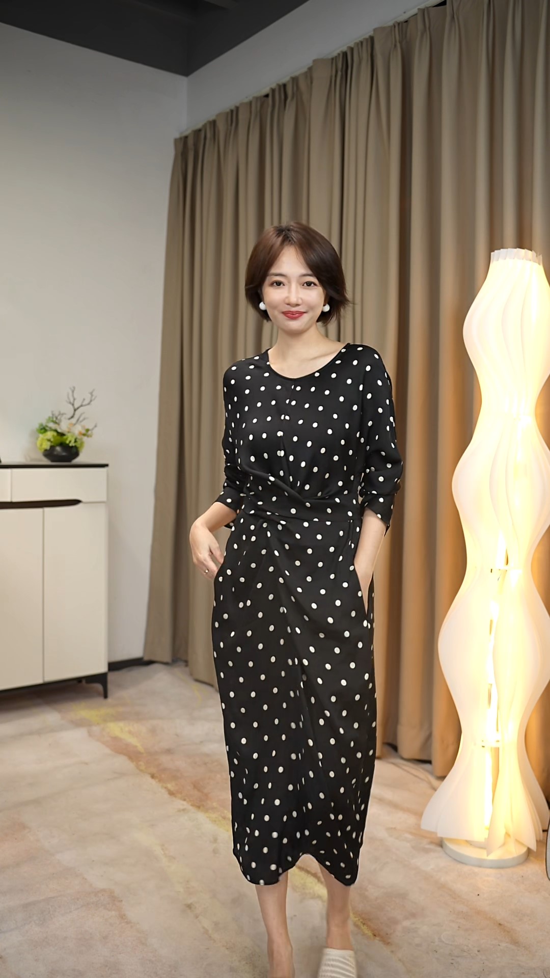 【依思卡丽】9261波点时尚长裙休闲女士连衣裙收腰显瘦