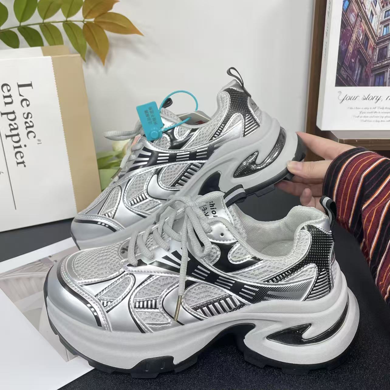 2917厚底老爹鞋女2025早秋新款时尚百搭潮增高系带舒适休闲运动鞋