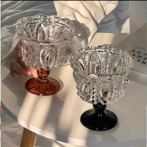 法式浪漫浮雕香槟杯高颜值中古微醺酒杯红酒高脚甜酒玻璃杯子Z153