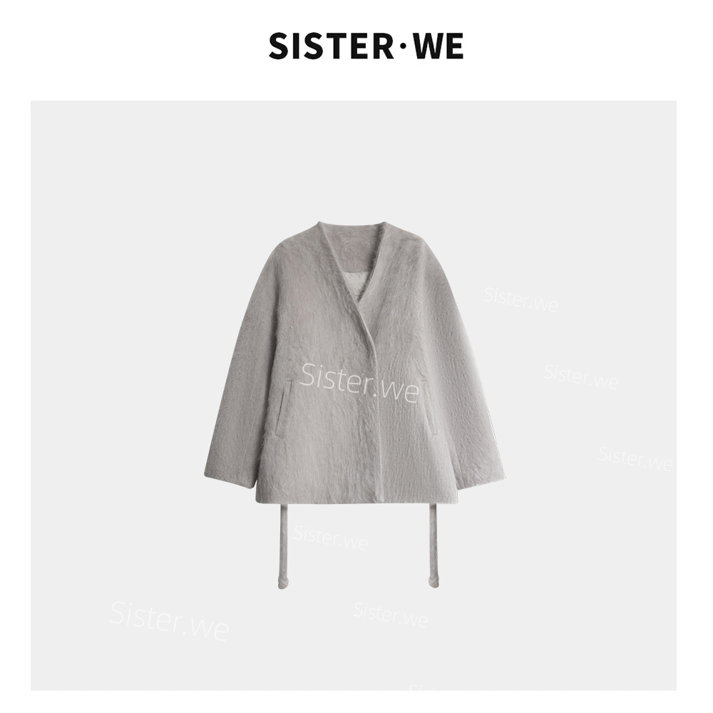 薇姐【野趣】Sister·We山羊绒拉毛工艺设计款外套 带腰带 58212