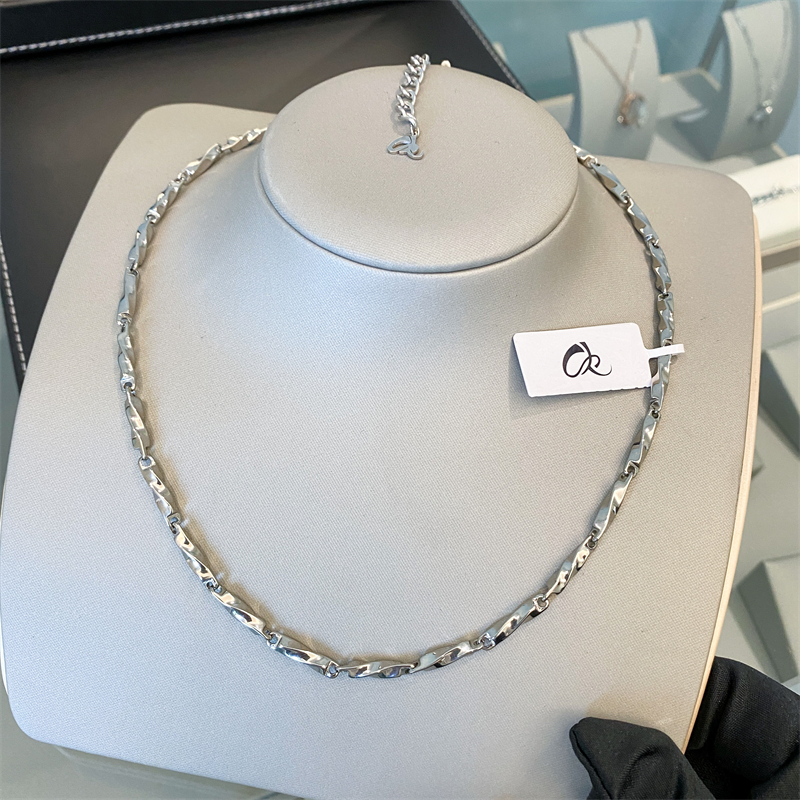 CK 钛钢项链 银色  菱形竹节项链  N1294