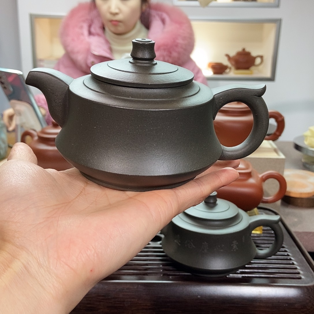 紫砂茶壶微瑕青灰凤鸢
