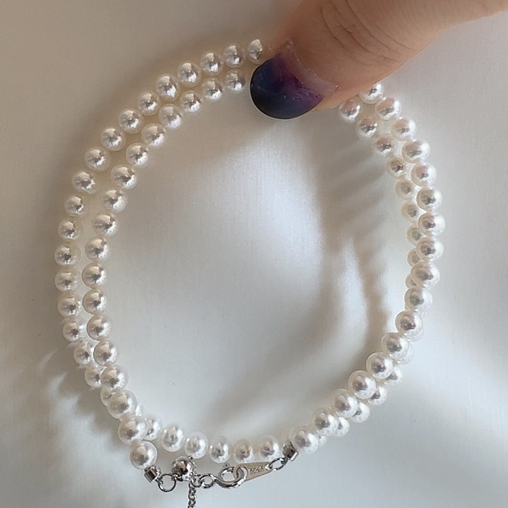 麦***兜淡水珍珠颈饰银S925镶嵌4.5-5mm