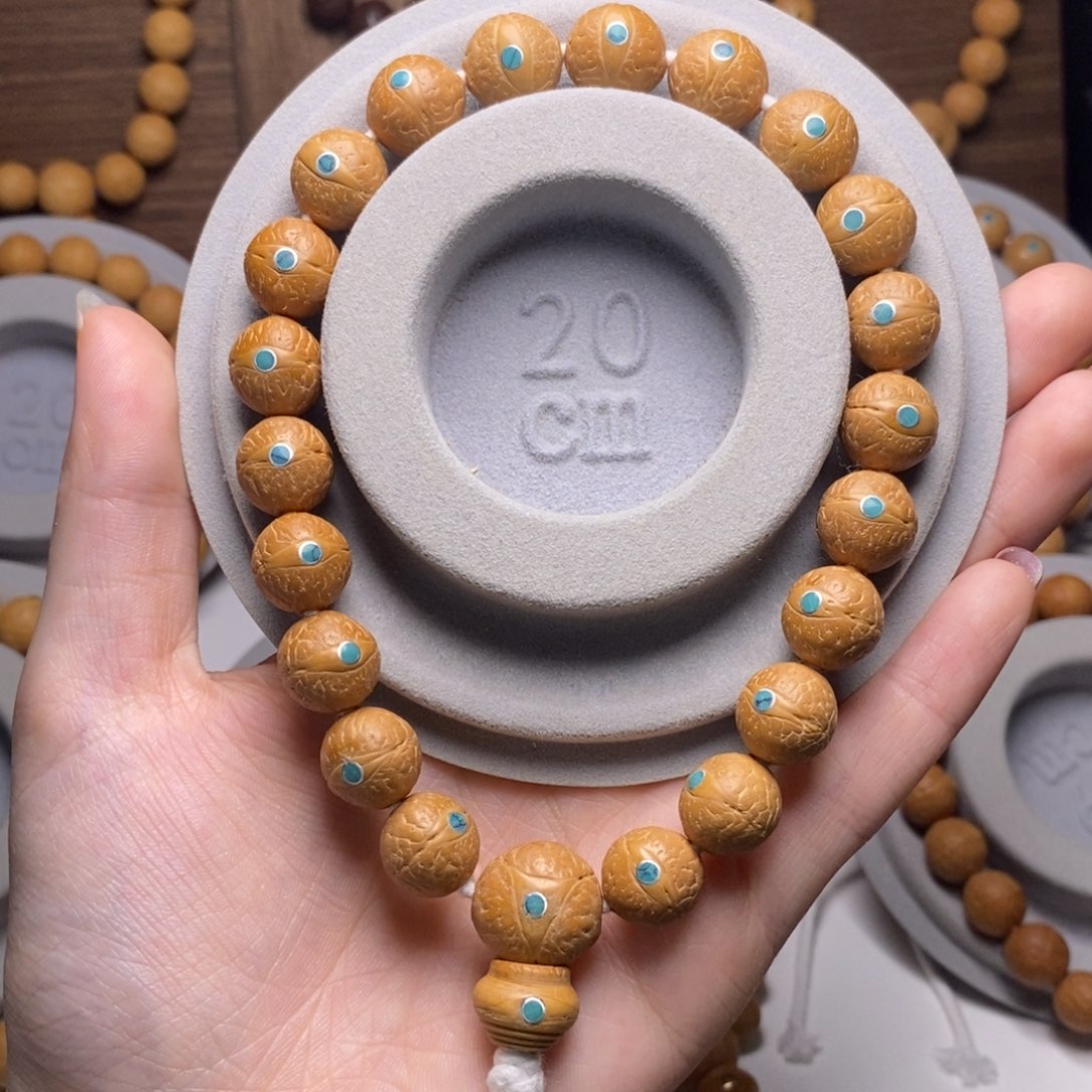 手串凤眼菩提12手串镶嵌松