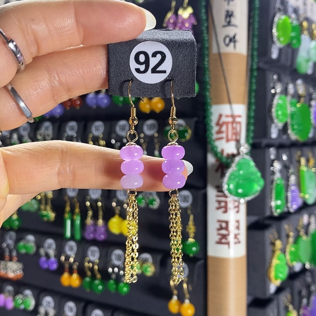 银S925镶嵌翡翠耳饰92