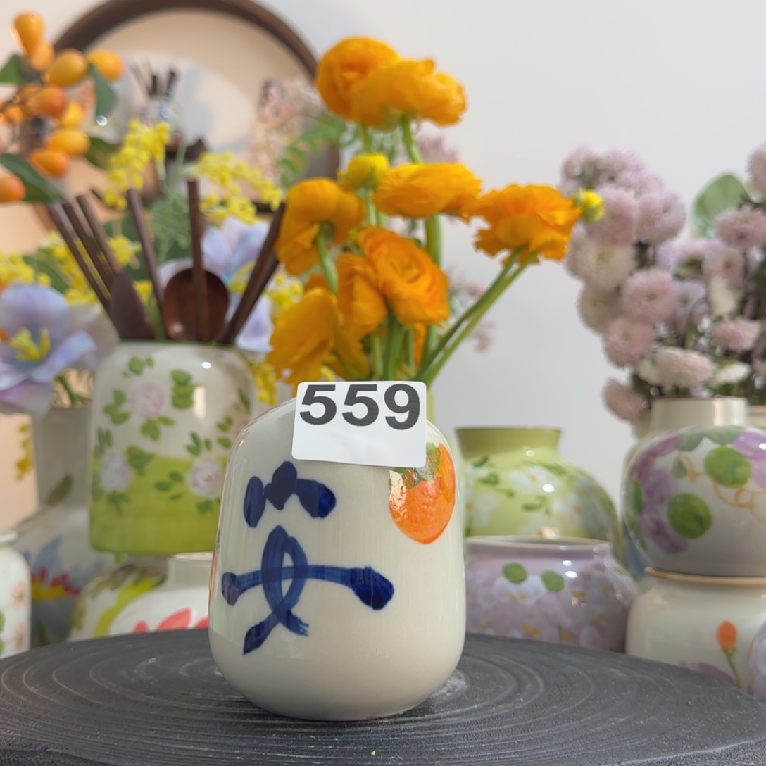 摆件景德镇手作陶瓷花瓶摆件无孔